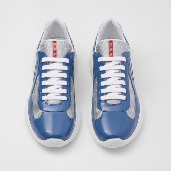 PRADA Men's America's Cup Sneakers Size 13 In Aviation Blue/Silver - Picture 3 of 12